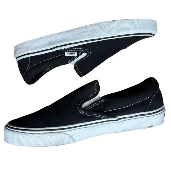 VANS Black Canvas Slip on Sneaker Unisex M8.5 W10 - Picture 6 of 8